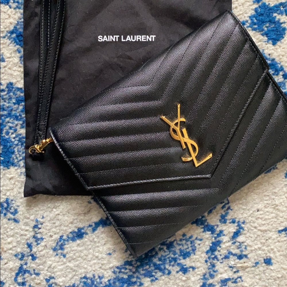 Saint Laurent monogram quilted leather clutch